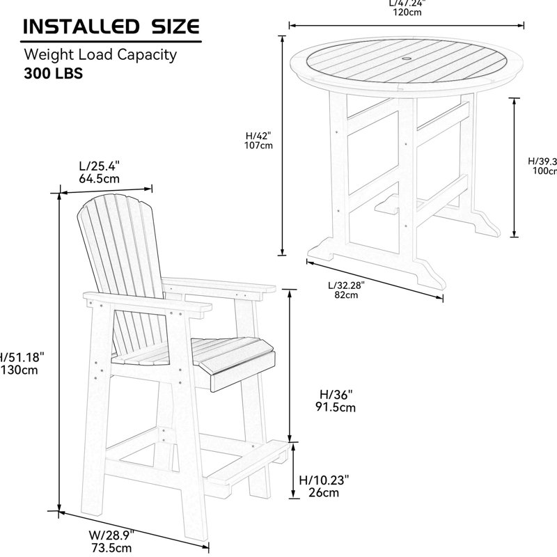 Chaises de patio pour l'extérieur - table de bar à haut plateau et tabourets de 5 finitions blanc gris pour 4 style populaire blanc / gris
