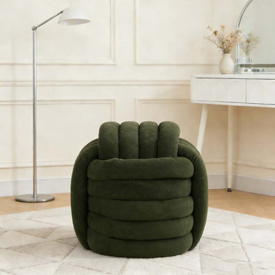 Chenille Fabric Modern Ottoman