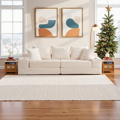 Oversized Boneless Sofa With Cup Holders And Side Pockets, Memory Foam Couch Bed