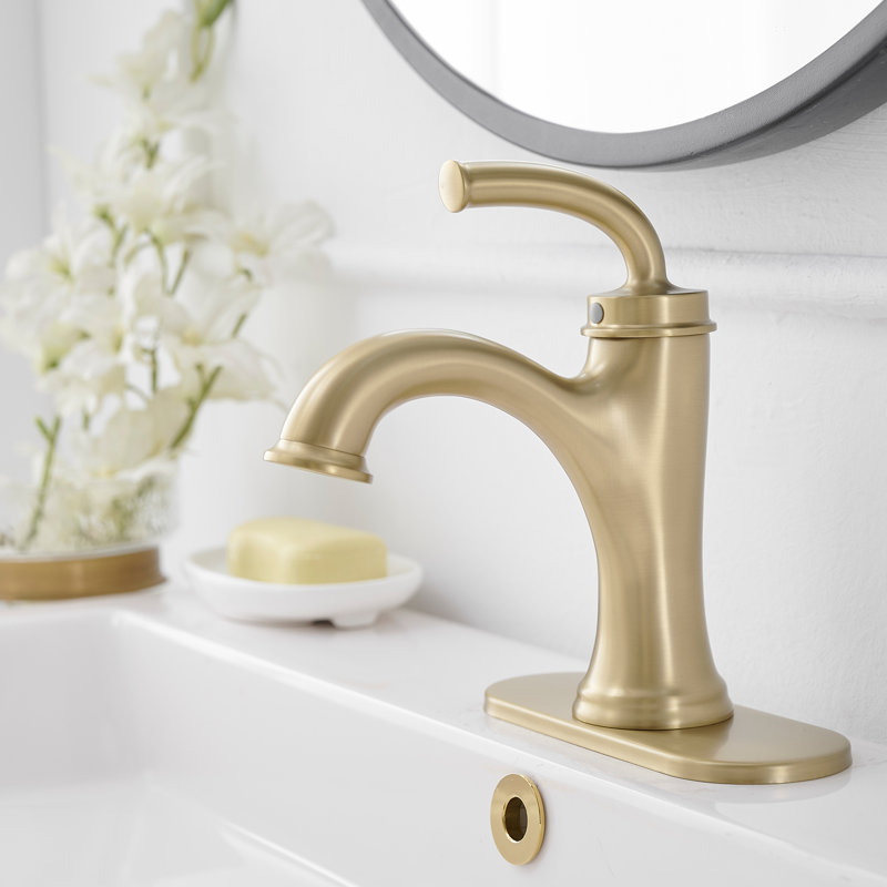 Single-handle Bathroom Faucet with Drain Assembly, Brushed Gold