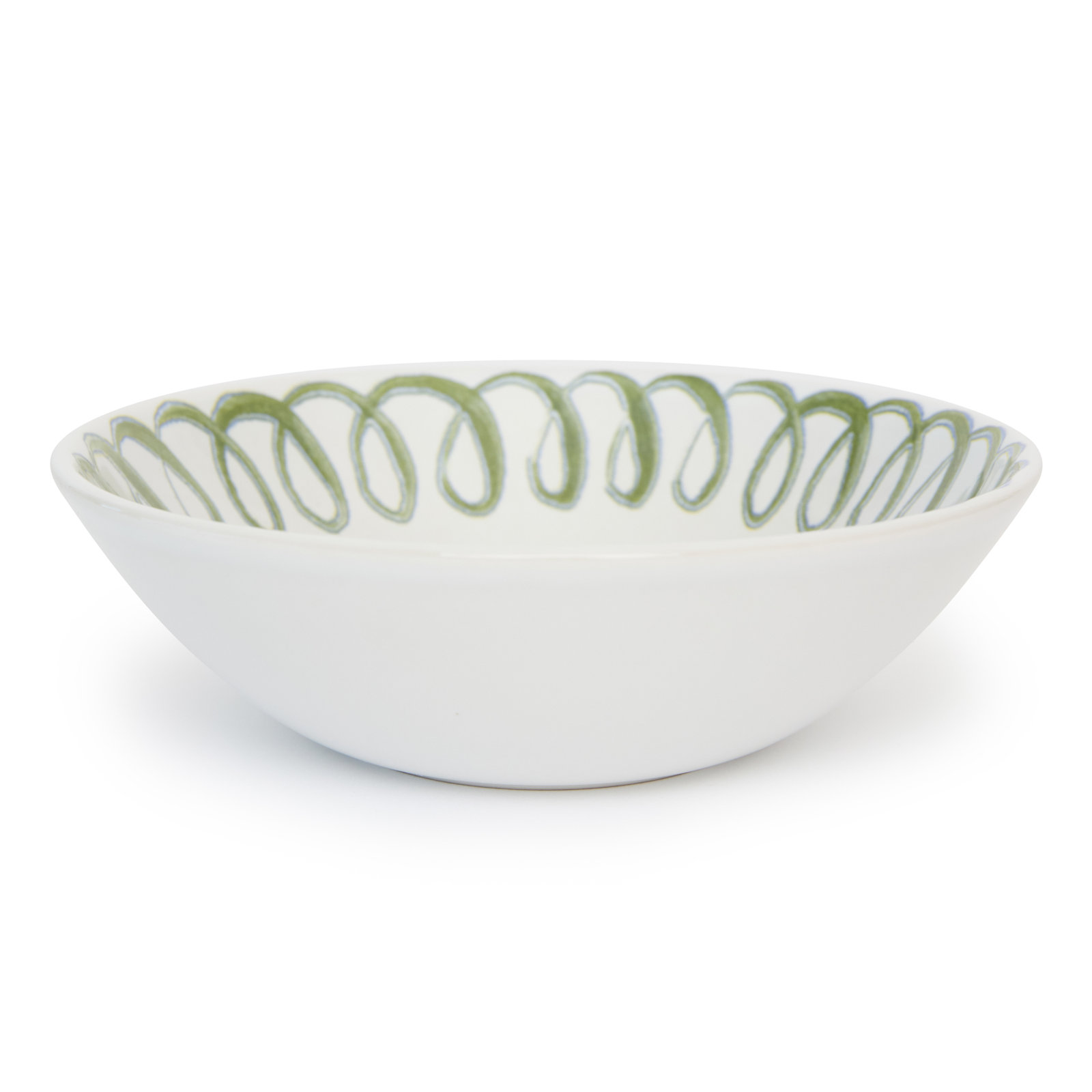 Stoneware Cereal Bowl, White, Green
