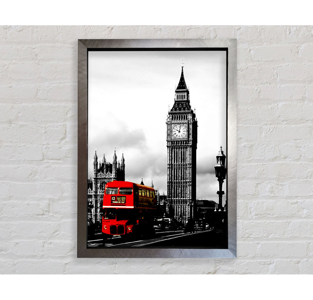 London Big Ben Roter Bus B N W - Druck