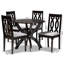 Ensemble de salle à manger 5 pièces Malcolm en tissu gris et finition brun foncé, H 38,6 po x l 17,9 po x P 19,3 po-753248469-712781687