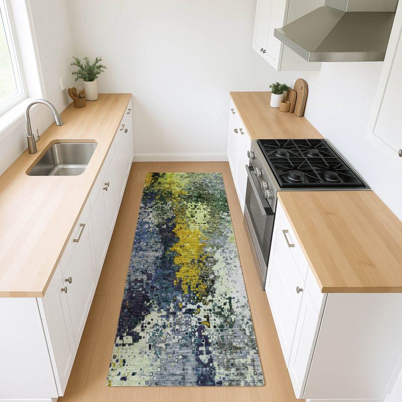 Machine Washable Indoor/Outdoor Boruta ACN2242 Abstract Rug, Runner 2'3" x 7'6"