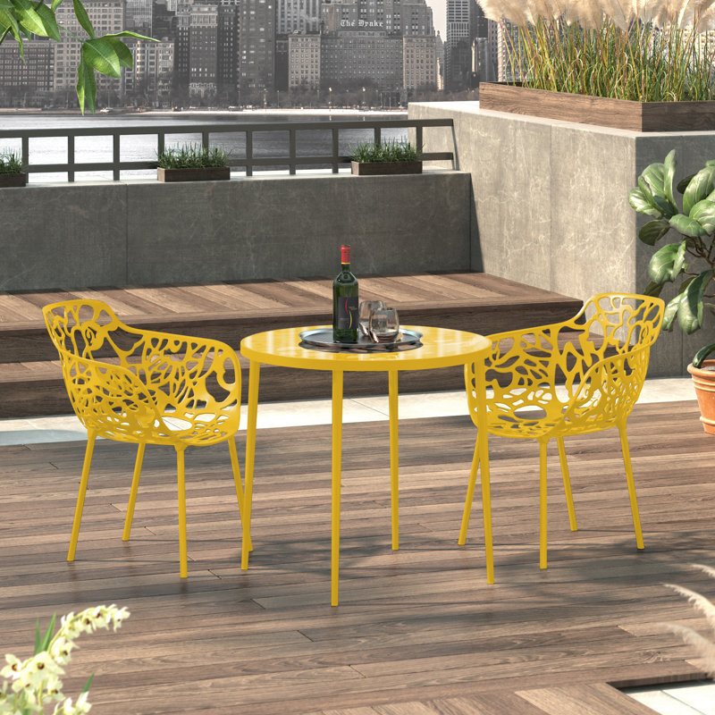 Fauteuil de patio Rabia, Ensemble de 2, Jaune
