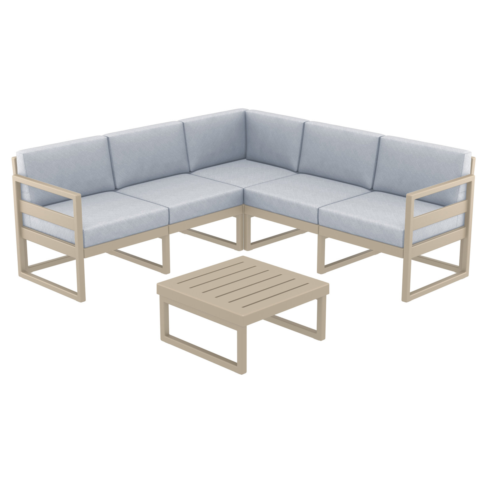 Lane 5 - Person Modular Patio Conversation Set with Cushions, Taupe, Canvas Granite Sunbrella® Canvas