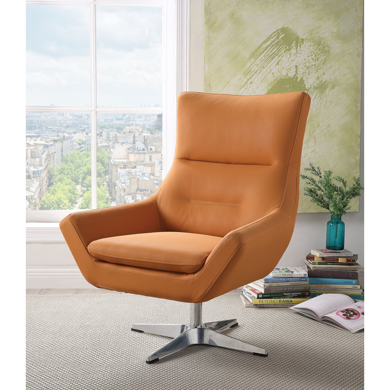 Fauteuil pivotant large de 34 po Boerger, Similicuir orange