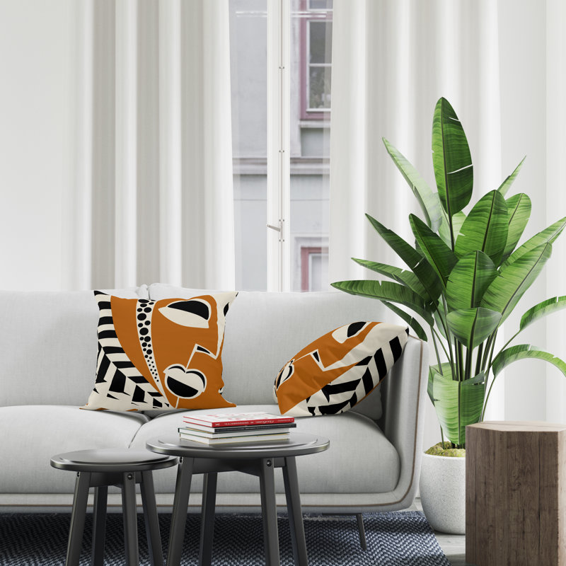 Jeté carré intérieur / extérieur en polyester Ikom, L 19 po x H 19 po, Orange