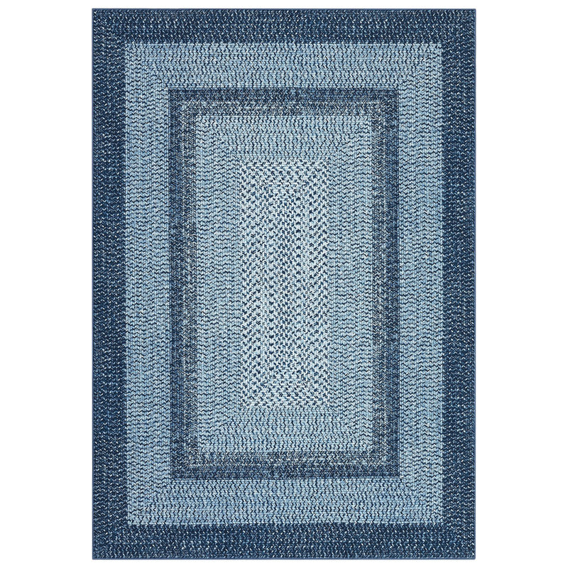 Blue Modern 5 x 7(ft) Rectangular Indoor Soft Non Slip Washable Bordered Geometric Area Rug, Blue, Rectangle 5' x 7'