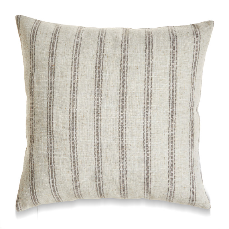 Coussin décoratif réversible French Stripe, Beige, Polyester, 22"H x 22"W