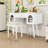 Makeup Vanity Set with Dressing Table, Cushioned Chair and Built-in Charging Ports-2009609310