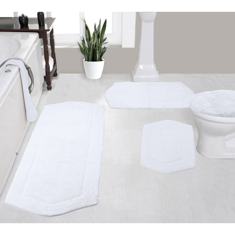 Tapis pour salle de bain Delean, Blanc