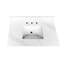 Comptoir de meuble-lavabo à quartz blanc de 37 pouces avec lavabo central encastré simple, 4 dosserets, 3 trous de robinet, peu d'entretien et élégant pour salle de bain-106157472