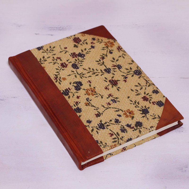 Journal en jute orné de cuir NOVICA