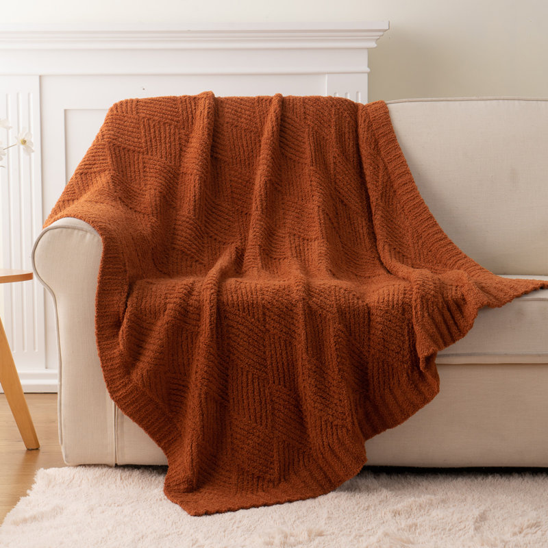 Soft Textured Plush Blanket,50"X60", Caramel