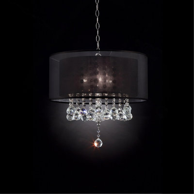 Haut 19 "Effleurer", accents argent et cristal, abat-jour noir