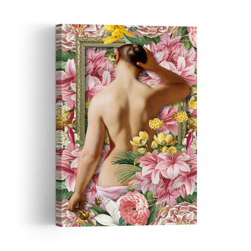 Woman Among Blooms Classic Elegant Romantic Nature Flower Wall Art Print 1 Piece Wrapped Canvas Wall Art