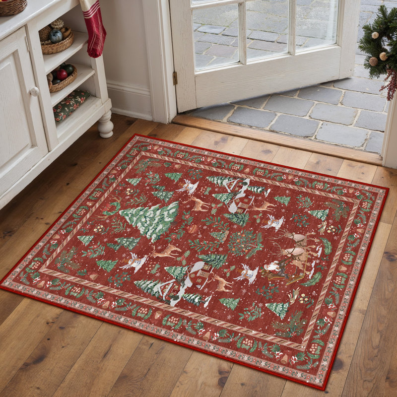 Celie Washable Christmas Area Rug For Living Room With Non-Slip, Rectangle 2' x 3'