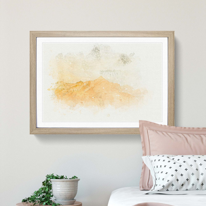 Distant Mountain in Abstract - Picture Frame Graphic Art Print, Oak Framed, 36cm H x 48cm W x 2cm D