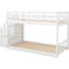 Lit simple superposé avec charme blanc et rangement - Structure en pin massif pour une intrigue fascinante-1097551833