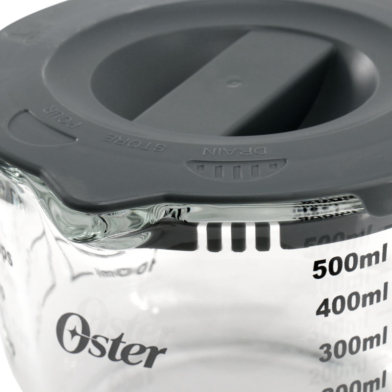 Oster Coolidge 16 Ounce Glass Measuring Cup with Lid in Gray