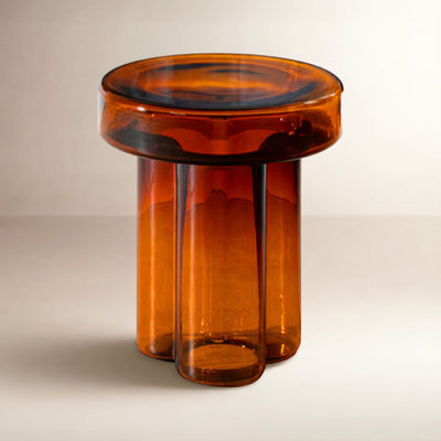 Halvorsen Kober Glass Pedestal End Table