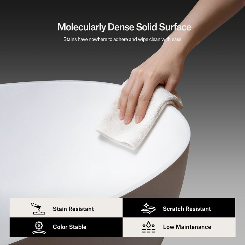 Lavabo vasque ovale à surface solide 19 po x 13 po MonBlari - blanc mat, Blanc mat