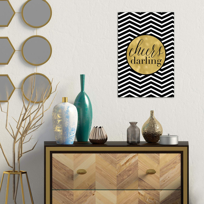 Cheers Darling Chevron by Willow & Olive - Wrapped Canvas Print, 66.04 cm H x 45.72 cm W x 1.91 cm D