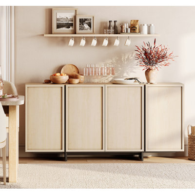 Buffet maison moderne avec 4 portes, buffet multifonctionnel avec grand rangement et pieds en T, armoire de rangement pour bar et café