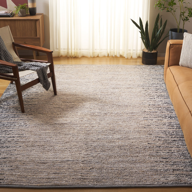 Tapis gris / noir en jute et laine tissés à la main Servan, Rectangle 8 pi x 10 pi