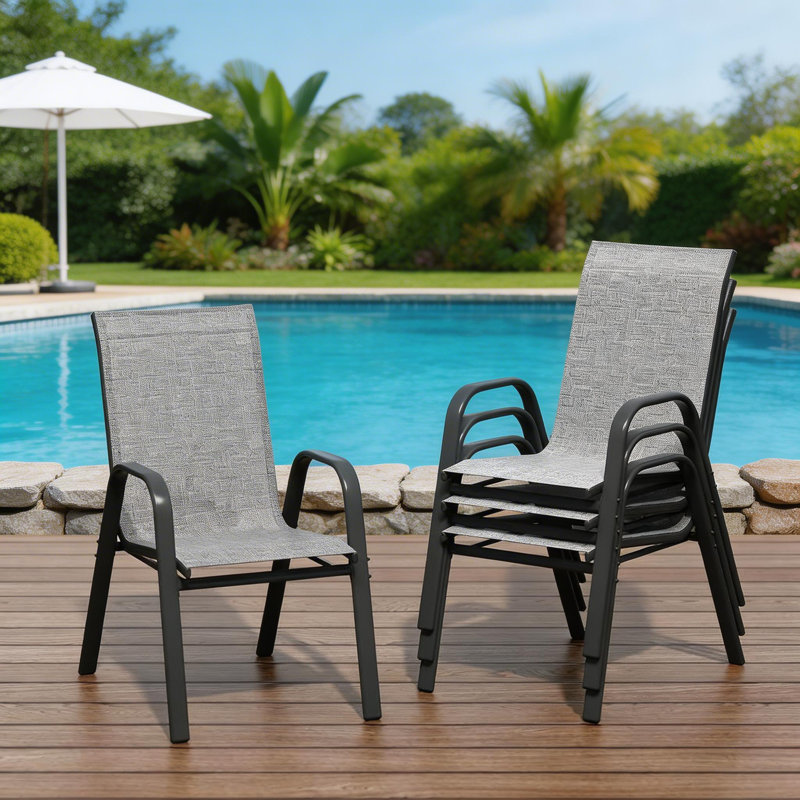 Stackable Dining Chairs , 300lb Capacity, All Weather, Gray