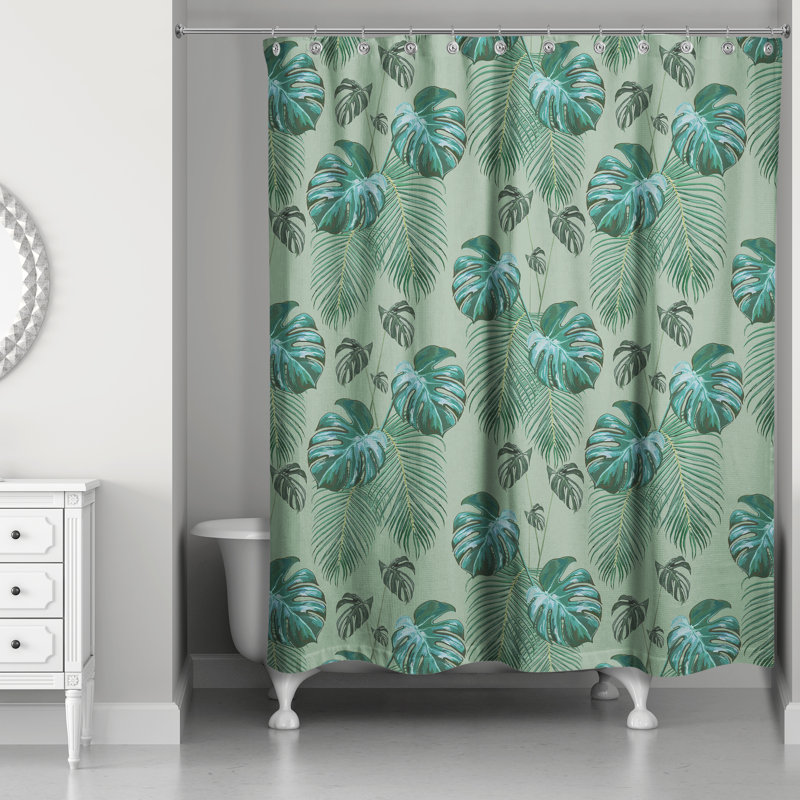 Rideau de douche simple à motif floral, Vert