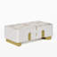 Grande table basse rectangulaire beige moderne avec rangement et plateau en pierre frittée