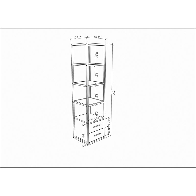 Etagere Storage Bookcase, Gold/Dark Oak