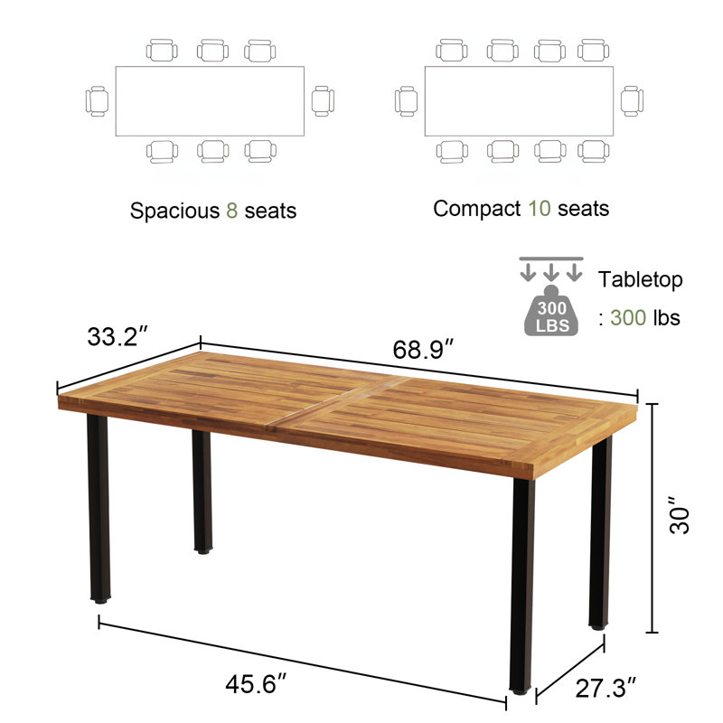 Acacia Wood Dining Table, Natural Wood