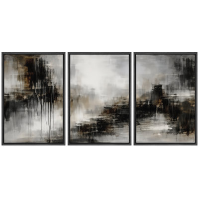 Minimal Abstract Neutral Landscape Artwork, Living Room Pictures, Framed Canvas Giclee Print Wall Art