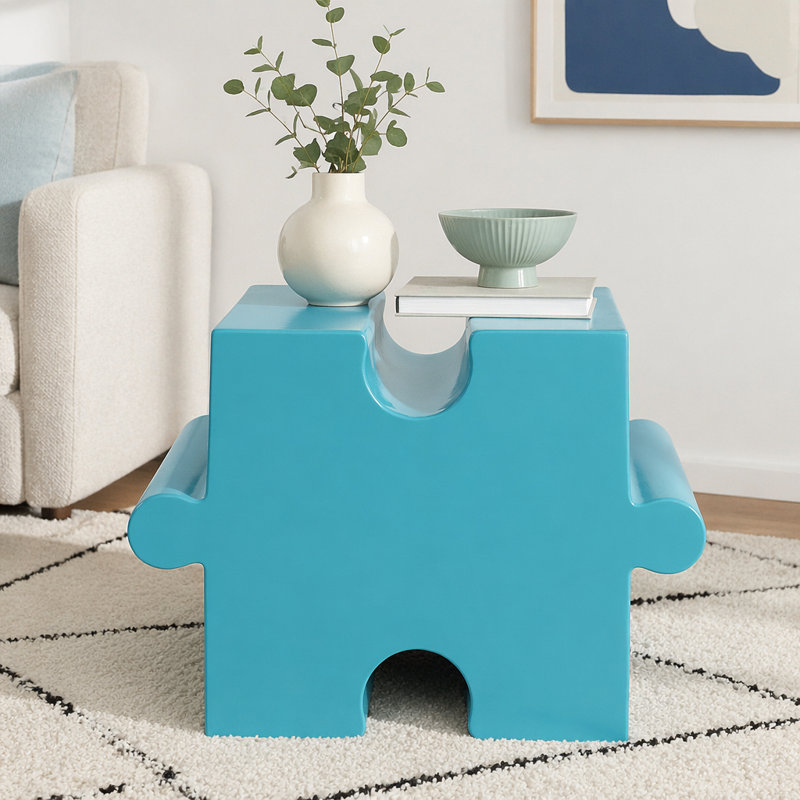 Table d'appoint Art, Bleu clair-1