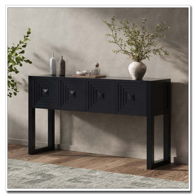 Console sculptée avec 3 tiroirs à fermeture en douceur