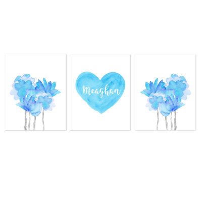 «Boho Flowers and Heart Art», ensemble de 3 impressions sur papier