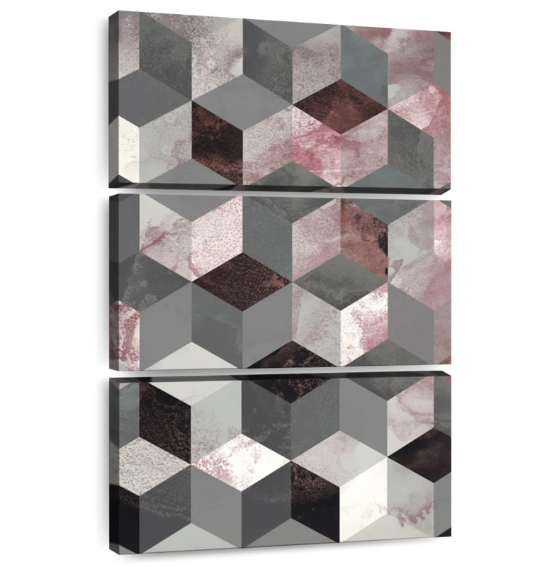 Avery Cubes Rose, 74" H x 48" W
