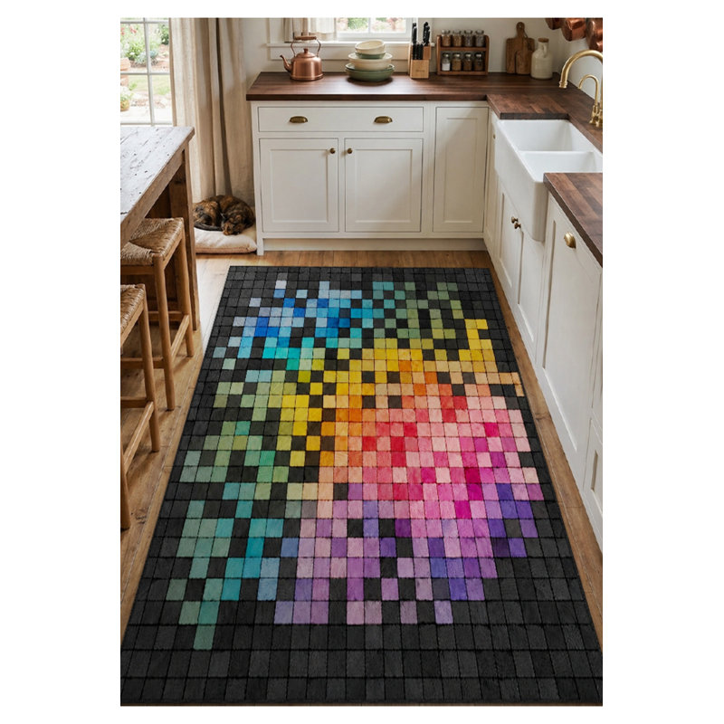 Tapis noir tissé lavable Mosso, 2' x 2'11"