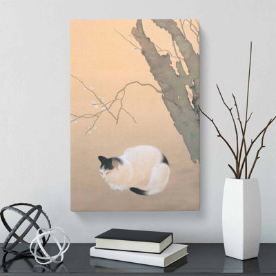 Cat & Plum Blossoms by Hishida Shunso - Wrapped Canvas