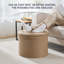 Grand repose-pieds de rangement pliable rond de 20 po avec garniture cloutée pour le salon et la chambre à coucher-524880290