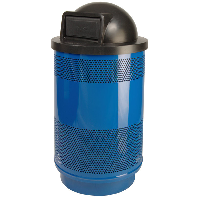 Poubelle à balançoire 55 gallons Stadium Series Perforated Metal, Veine bleue II