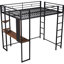 Lit mezzanine en métal noir avec bureau et 2 tablettes - Pleine grandeur, bureau peu encombrant, structure pratique durable-758773936