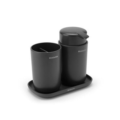 Brabantia Renew Bathroom Countertop Accessory Set - Soap Dispenser Toothbrush Holder and Tray