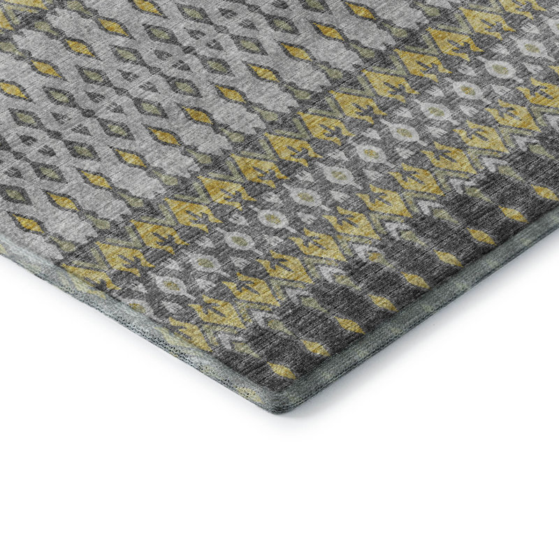 Premium Machine Washable Driessen AMF72 Gray Rug, Rectangle 1'8" x 2'6"
