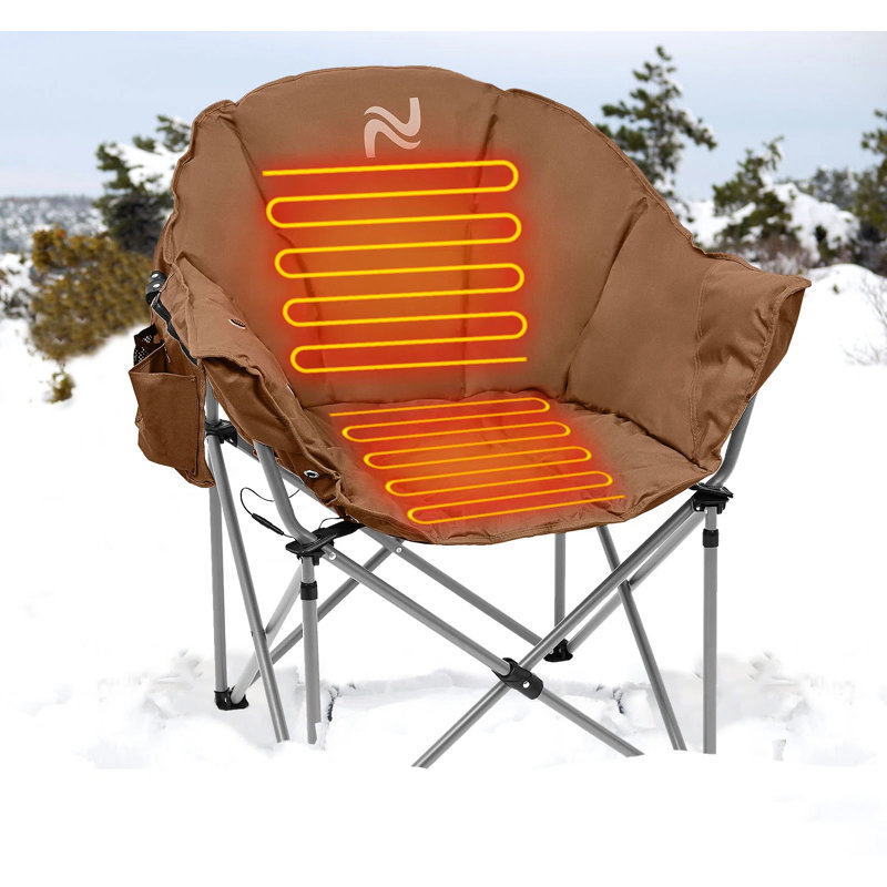 Chaise de camping pliante avec coussin, Brun
