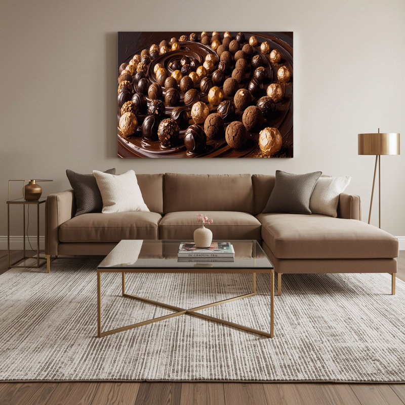 Desserts, truffes au chocolat, art mural sur toile noire, H 20 po x l 24 po