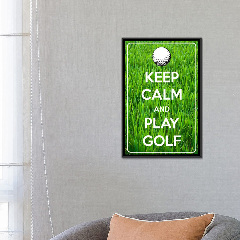 Estampe numérique sur toile Jeter Keep Calm and Play Golf, H 48 po x l 32 po x P 1,5 po, Toile avec cadre noir, Pas de tapis